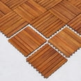 thumbnail image 3 of 8 Slat Acacia Interlocking Deck Tile Teak Finish - Set of 10 Tiles, 3 of 4
