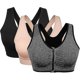 thumbnail image 1 of Paquete de 3 sujetadores deportivos para mujer con cremallera frontal, cómodo sujetador posquirúrgico sin aros y almohadillas extraíbles, 1 of 5
