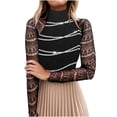 thumbnail image 1 of Femmes Mode Accrocheur Nature une Épaule Impression Polyester Épissure Top(Noir,L), 1 of 4