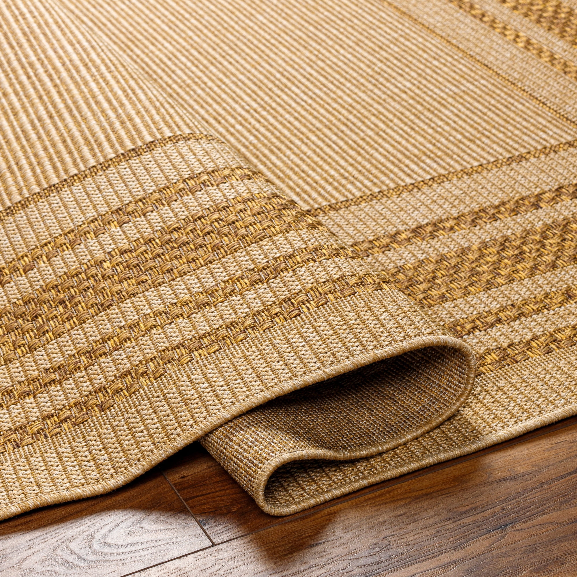Livabliss Pismo Beach Border Outdoor/Indoor Area Rug, Beige ,9'2" x 12'