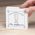 thumbnail image 4 of CounterArt "Please Remain Seated" Artistic Freestanding Solid Wood Block Sign 3.75” Square, 4 of 5