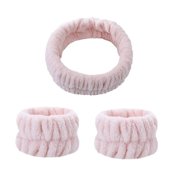 Conjunto SPA Yuyangstore diadema y muñequeras faciales Rosa claro
