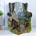 thumbnail image 4 of Landscape Soft Flannel Fleece Blanket, Dock on the Lake with Small Shed Alpine Mountains Germany European Nature Photo, Cozy Plush for Indoor and Outdoor Use, 50" x 60", Multicolor, by Ambesonne, 4 of 5