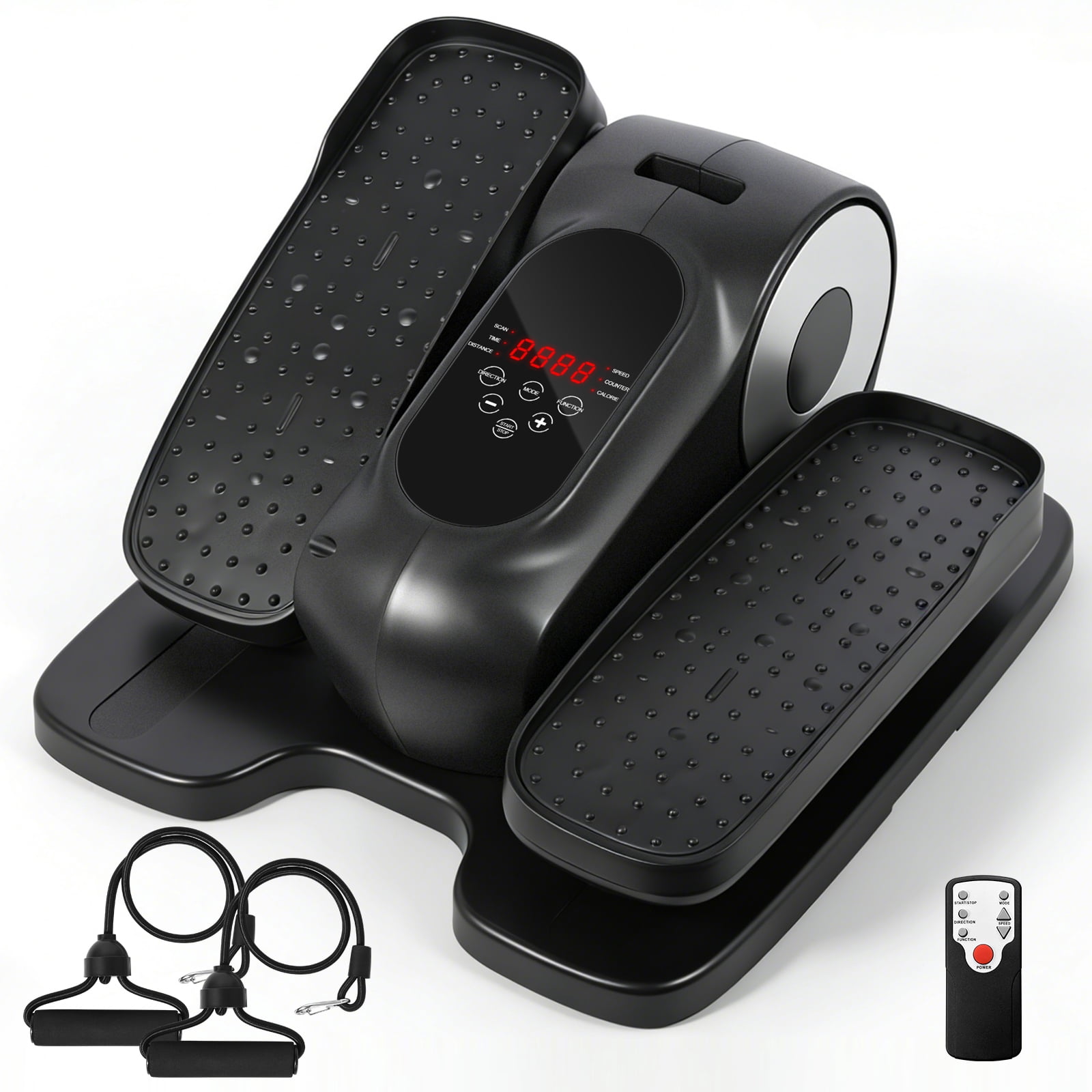 Under Desk Elliptical Machine, Portable & Quiet Seated Leg Exerciser, 12 Speeds with LCD Display & Remote, Compact Fitness for Seniors & Home Office, Black