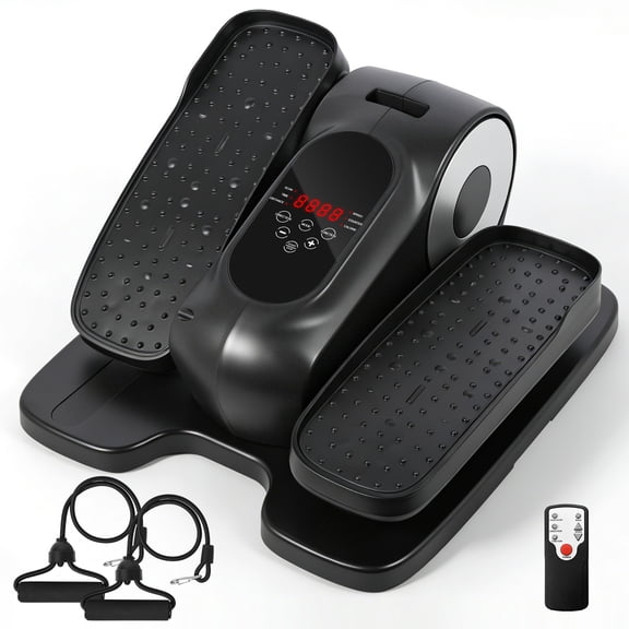 Uten Under Desk Elliptical Machine, Portable & Quiet Seated Leg Exerciser, Fully Assembled Electric Foot Pedal Exerciser with Remote for Seniors & Home Office, 12 Speeds & LCD Display, Black
