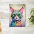 thumbnail image 2 of Hippie Devon Rex Portrait oil painting Watercolor Tie-dye Vintage Vertical Matte Canvas Poster Cat Lover Kitten Owner Gifts Wall Art Home Decor - 00015, 2 of 5