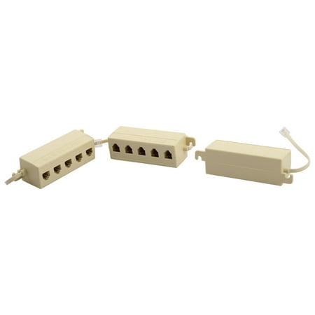 Keystone Phone - Telephone RJ11 6P4C Keystone 1 Male to 5 Female Plug Cord Adapter 3pcs