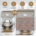thumbnail image 5 of Window Privacy Film Red Brick Wall Stained Glass Window Film Decorative Sun Block Window Cover Vintage Farmhouse Stone Rocks Geometric Print Window Clings Static Sticker for Bathroom 19.6"x39.3", 5 of 7