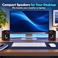 thumbnail image 5 of Computer Speakers for Desktop or Laptop, TSV 2.0 Stereo RGB PC Gaming Speakers with Stereo Surround Bass, 7 Colors LED Lights, USB-Powered 3.5mm Wired Speakers for PC Smartphone Tablet Projector TV, 5 of 9