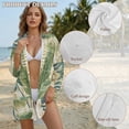 thumbnail image 6 of Xoenoiee Vintage Monstera Palm Leaves Print Women's Swimsuit Coverup Button Down Beach Cover Ups Shirt Dress Summer Casual Oversized Vacation Swimwear with Pocket, M, 6 of 7