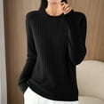 thumbnail image 2 of AherBiu Sweater Tops for Women Crewneck Long Sleeve Ribble Knitted Fall Winter Pullover Tops Warm Basic Layer Shirt, 2 of 3