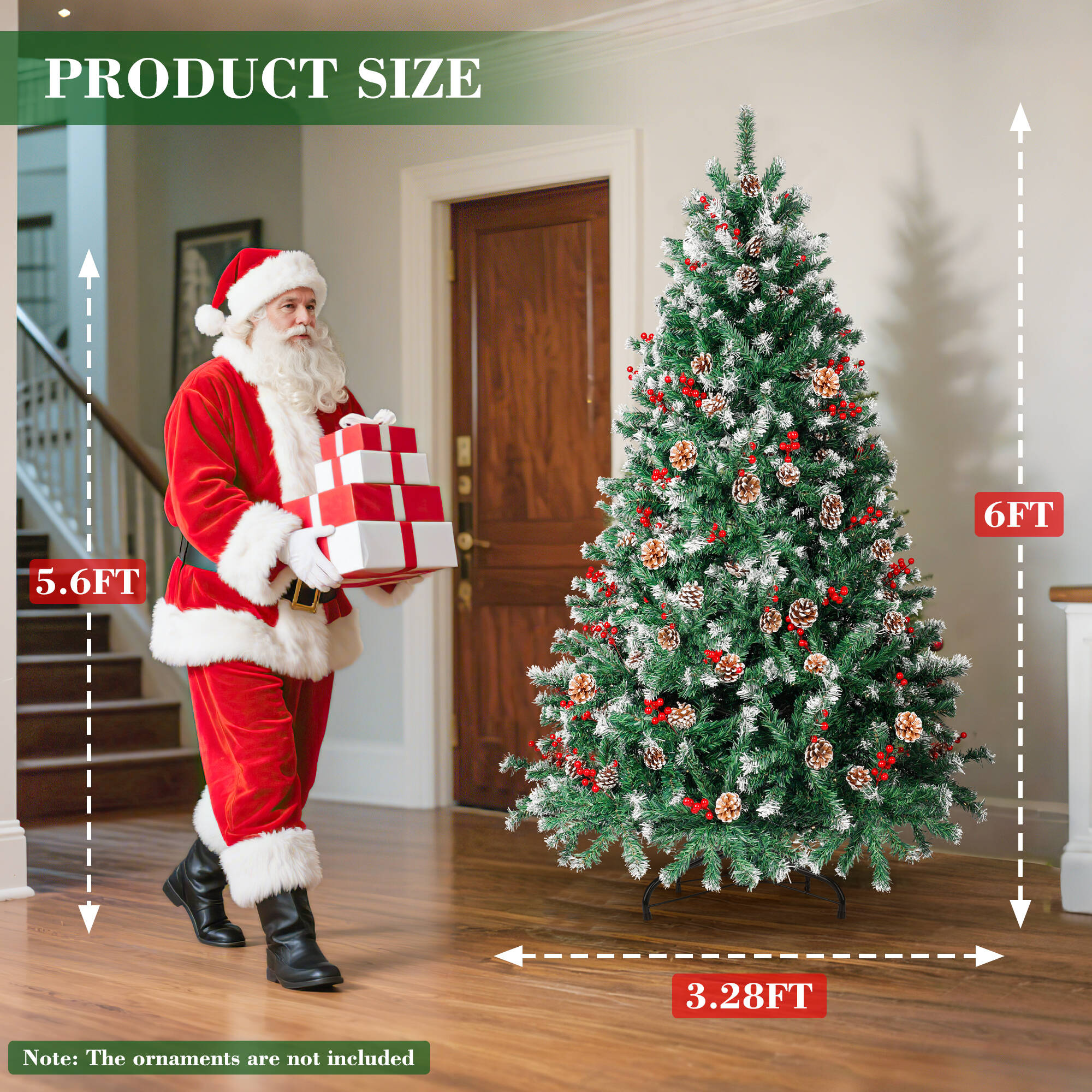 Aufeile 6ft Pre-Lit Hinged Christmas Tree, 250 Warm LED Lights photo 4
