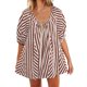 thumbnail image 1 of Trajes de Mujer Casual Moda Impresión Cuello Redondo Cordón Vendaje Manga Corta Bolsillos Traje de Juego, 1 of 5