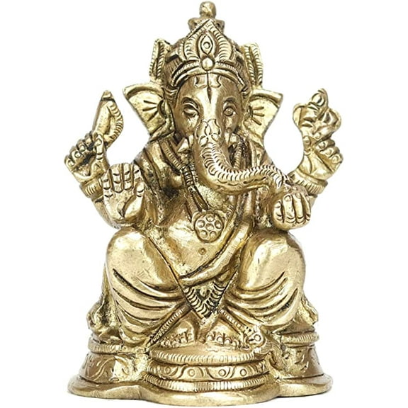 ASHIRWAD Brass Shri Ganesha Idol for Home Statue of Lord Hindu God (Ganesh-06)