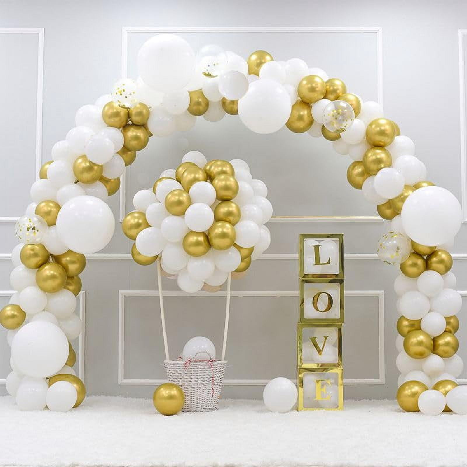 SPOKKI 80pcs Balloons, 12inch White and Gold Balloon,Latex Balloons for Balloon Garland Balloon Arch as Party Decorations, Birthday Decorations, Wedding Decorations, Baby Shower Decorations