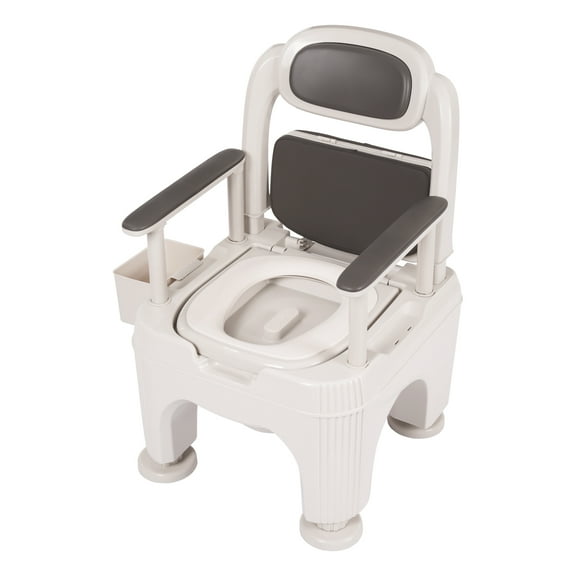 Portable Bedside Toilet Chair with Adjustable Height, Non-Slip Design, Comfortable PU Seat, and Supportive Armrests for Elderly and Pregnant Users