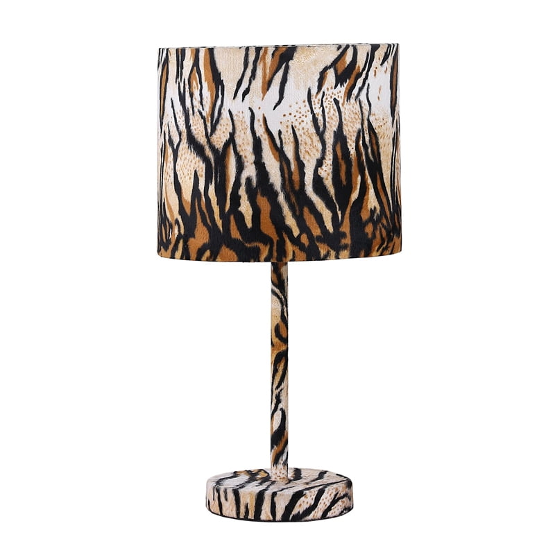 ORE International 19.25' Faux Suede Brown Tiger Print Metal Table Lamp