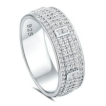 Newshe Jewellery Wedding Rings For Men 3ct 925 Sterling Silver Wedding Band For Men 5A Cz Men Rings Round Princess Size 8