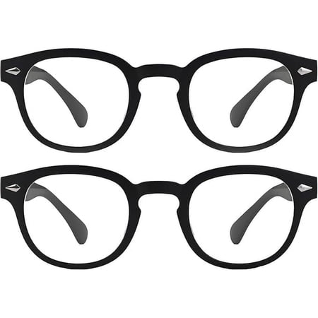 Grinderpunch Blue Light Reading Glasses High Magnification Strong Reading Power Readers for Men Woman - 2 Pack Black, 1.00