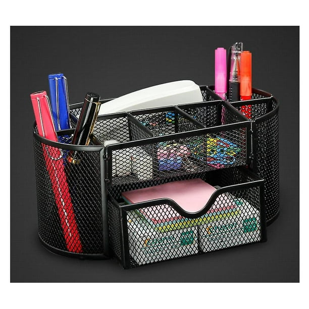 Desk Supplies Organizer Caddy Mesh Storage Baskets Metal Mesh Desktop