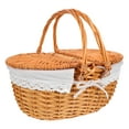 thumbnail image 1 of LOLIPPYY Grocery Baskets With Handles White Rattan Flower Basket For Easy Cleaning And Storage 1Pack, 1 of 6