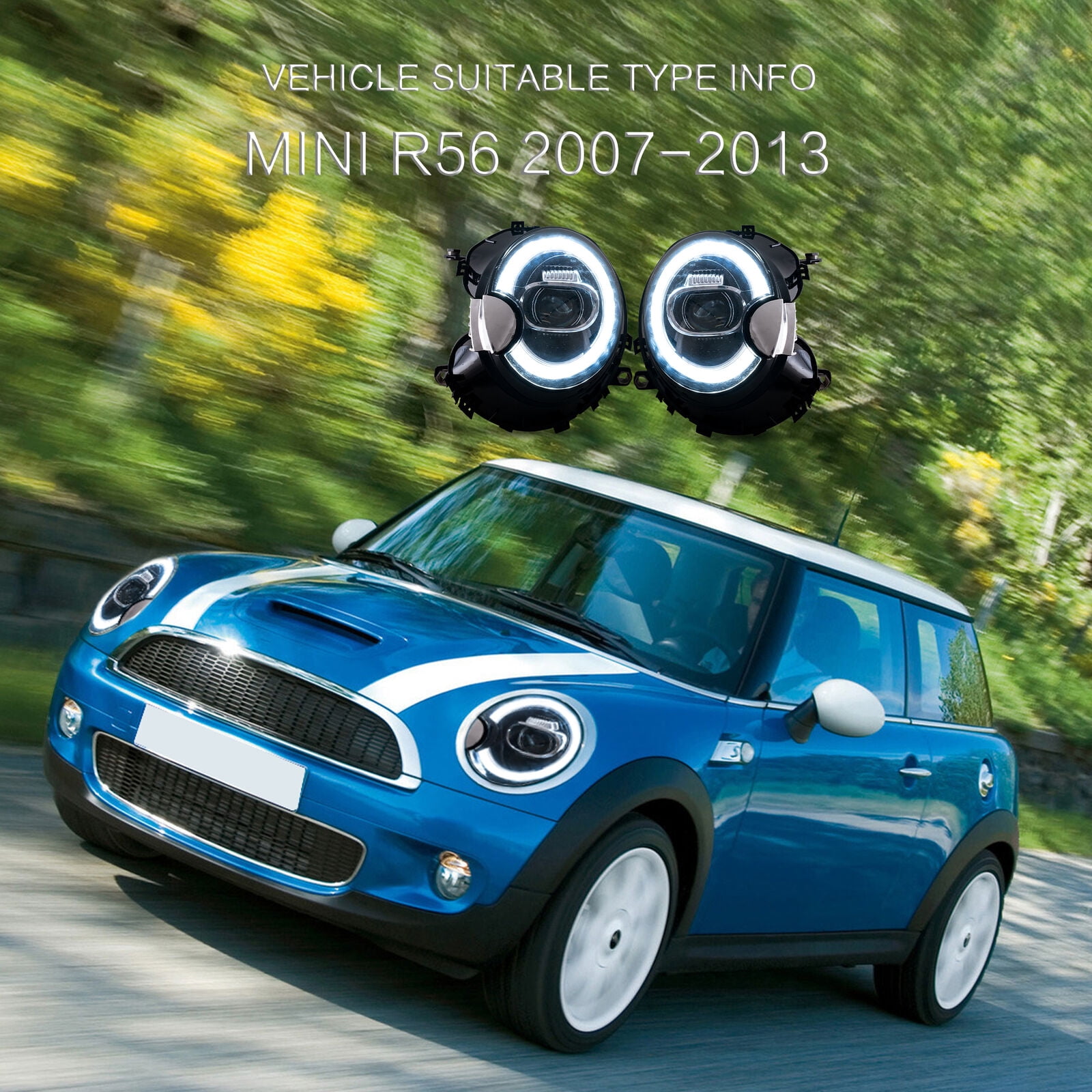 ミニクーパー　ヘッドライト　ブラック　2007-2012 と互換性がある BMW-Mini R60 Countryman ヘッドライト フロント DRL