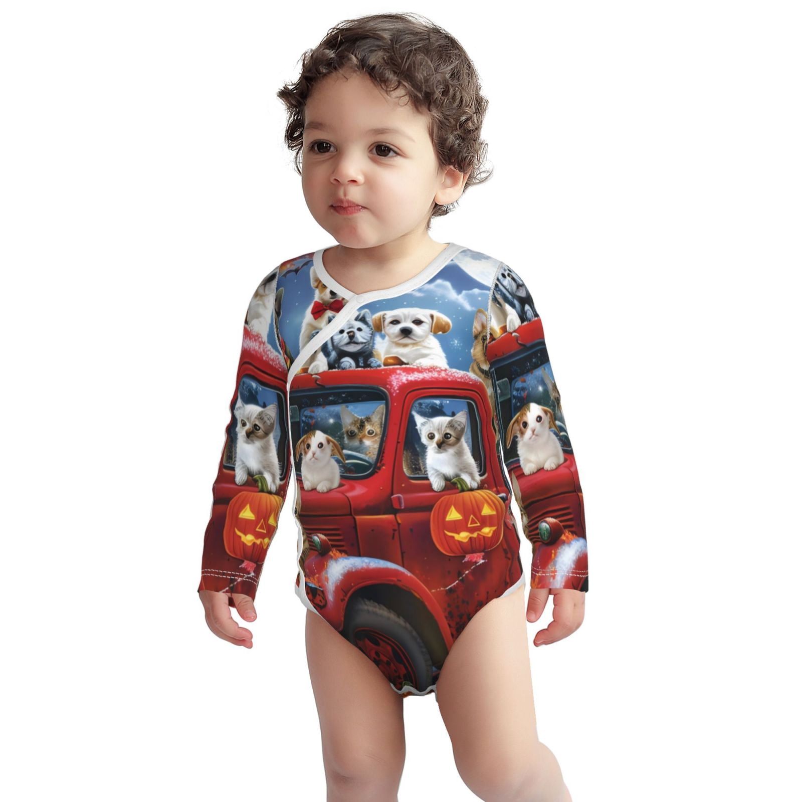 Xecao Halloween Pets Pumpkins Print Baby unisex-baby Cotton Long-sleeve Bodysuits-3 Months