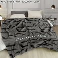 thumbnail image 4 of ized Name Bat Blanket - Text/Name, Soft Flannel Bedspread with Bat Silhouettes & Grey/Green Camo-like Pattern, All-Season Cozy Gift & s, Machine Washable Bed, Sofa, Office Throw (Halloween/Christmas), 4 of 10