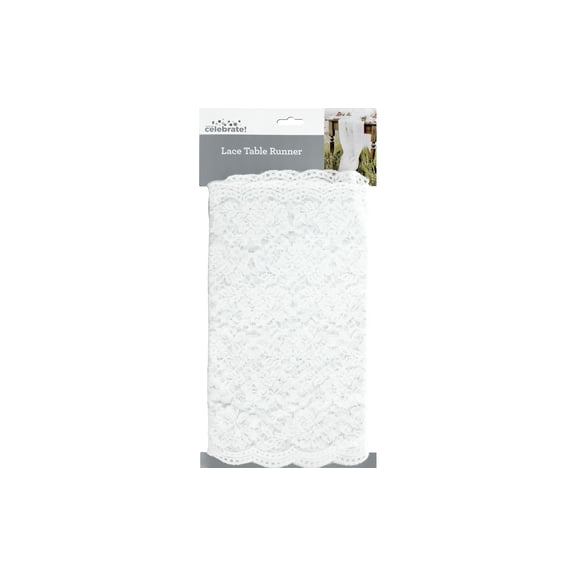 Leisure Arts White Lace Table Runner 12.4x72 Inch Scalloped Edge