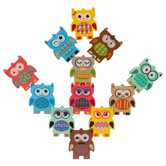 EeaseCA 12Pcs/Set Owl Shaped Stacking Games Toy Board Game Kids Educational Toy Kids Playing Blocks Assorted Color