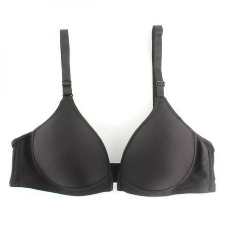 

Abcelit Sexy Women Smooth Front Closure Thin Padded Racerback Seamless Push Up Bra Top Only Cup B