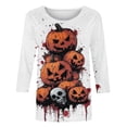 thumbnail image 5 of Edvintorg Women Blouses Plus Size Halloween Printed Crew Neck 3/4 Sleeve Lightweight Loose Casual Pullover Top Womens Fashion S-5XL Multicolor, 5 of 5