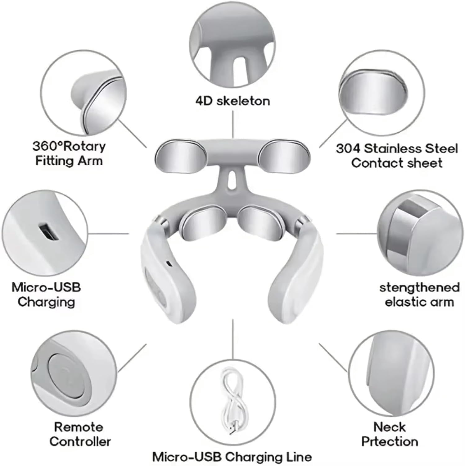 Meonlin Magic 2.0 Neck Massager, Back Massager, 2025 New 4 Head Heated Electric Portable Neck Massager, 6 Modes & 14 Levels, for Neck Back (White)