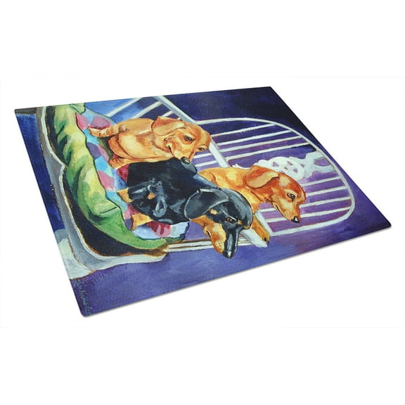 Carolines Treasures 7025LCB Dachshund Two Red and a Black and Tan Glass Cutting Board Large, 12H x 16W, multicolor