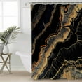 thumbnail image 2 of Extra Long Shower Curtain 72x96 Inch, Black Gold Wave Shower Curtain Waterproof Bathroom Decor Abstract Coastal Ocean Geometric Fabric Bath Curtain Set Accessories with Hooks, 2 of 6