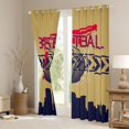 thumbnail image 3 of Homewish Modern Basketball Athlete Curtains Pack of 2 (42x84 Each) for Child, Ball Sports Lover Curtains Blackout, Dark Khaki Stripes Lines Bedroom Curtains, Window Curtains Home Decor, 3 of 6