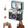 thumbnail image 1 of Cámara de Vlogs Digital Mini con Pantalla Abatible de 1.47", Grabadora de Video Portátil 720p para Selfies, Flash Incorporado, Tarjeta de Memoria de 64GB Incluida, 1 of 7