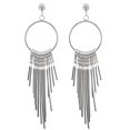 thumbnail image 1 of Impresionantes pendientes con borlas de plata, elegantes pendientes colgantes para mujer, perfectos para bodas, joyas largas de aleación de cristal brillante., 1 of 7