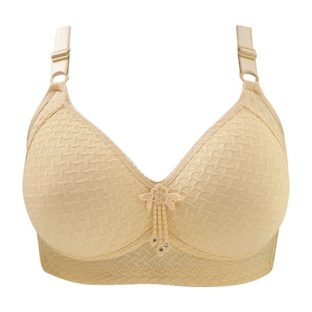 Mrat Clearance Bralette for Women with Support Comfortable Lace Breathable Racerback Bra Strapless Bras Push up Mesh Bra Underwear Beige_E S