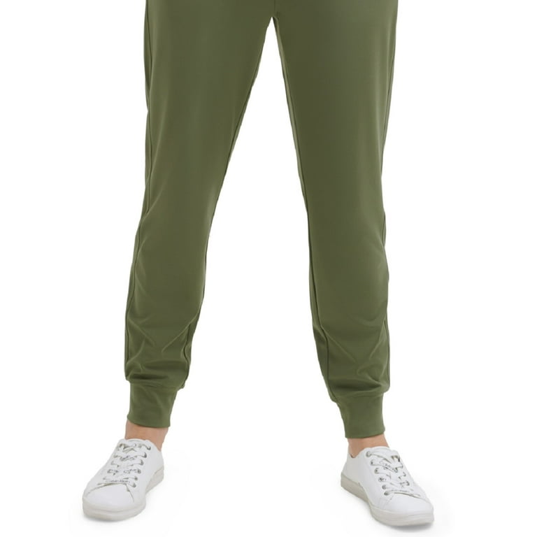 CALVIN KLEIN PERFORMANCE Womens Green Stretch Pocketed Drawstring Joggers Active  Wear Cuffed Pants M 