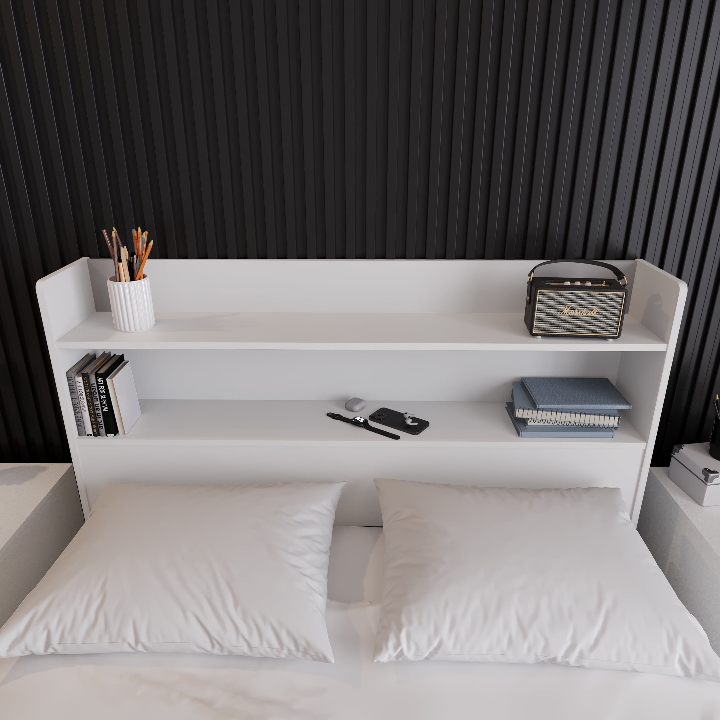 Nexera Hunter Full Size Bookcase Headboard, White