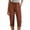Linen pants-63Brown, variant on Linen Cropped Pants for Women High Waisted Drawstring Pull on Pants with Pockets Ankle Length Loose Fit Sweatpants for Brunch Plans Vacation Mornings and Everyday Comfort