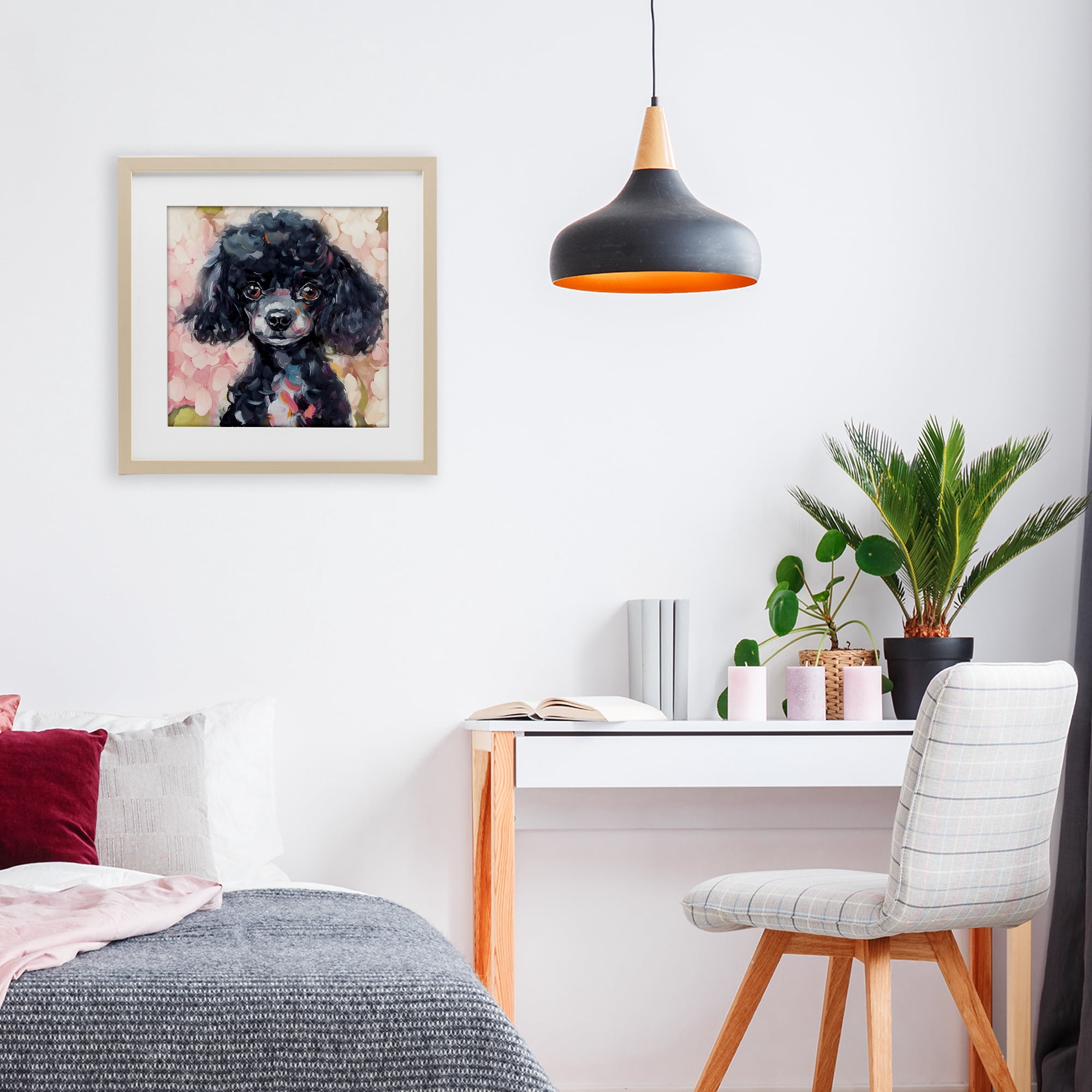 Stupell Industries Little Black Poodle Birch Framed Print Under Glass, design by Tina LeCour
