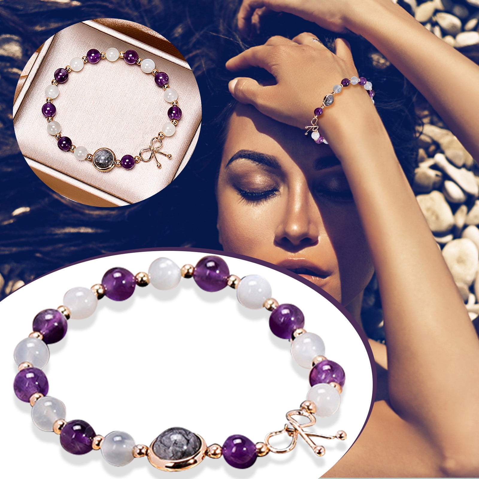 Star Cut Amethyst Bracelet for Women Precious Gemstone Bracelet Bracelet  for Calming Stability Intuition Purple Crown Chakra Bracelet - Etsy