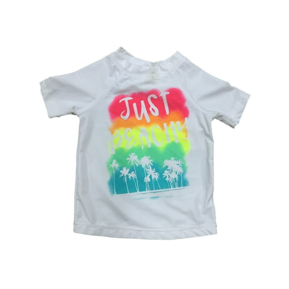 Joe Boxer Girls White Just Beachy Rash Guard Swimming Suit Bathing Suit Top L