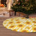 thumbnail image 5 of KLL 30" Christmas Tree Skirt Yellow White Striped Sunflower Xmas Tree Skirts Mat for New Year Xmas Holiday Party Indoor Outdoor Home Decoration, 5 of 5
