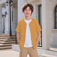 thumbnail image 4 of UACY Boys Baseball Jersey Button Down Blank Solid Color Short Sleeve Shirts Hipster Hip Hop Active Team Sports Uniforms (Orange, 4-5 Years), 4 of 9