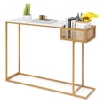 thumbnail image 1 of Gymax Table Console Étroite en Faux Marbre pour Entrée, Table de Sofa avec Panier de Rangement en Fil Métallique, 1 of 10