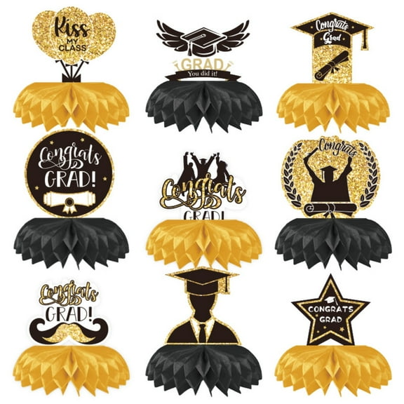 Graduation Party Decorations Honeycomb Centerpieces 9pack for Graduation Party