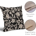 thumbnail image 3 of Black Floral Pillow Covers 18x18 Set of 2 Brown Cream Vintage Flower Block Print Pattern Decorative Throw Pillowcases Outdoor Rustic Farmhouse Square Cushion Cases Decor for Home Couch Sofa Bed, 3 of 7